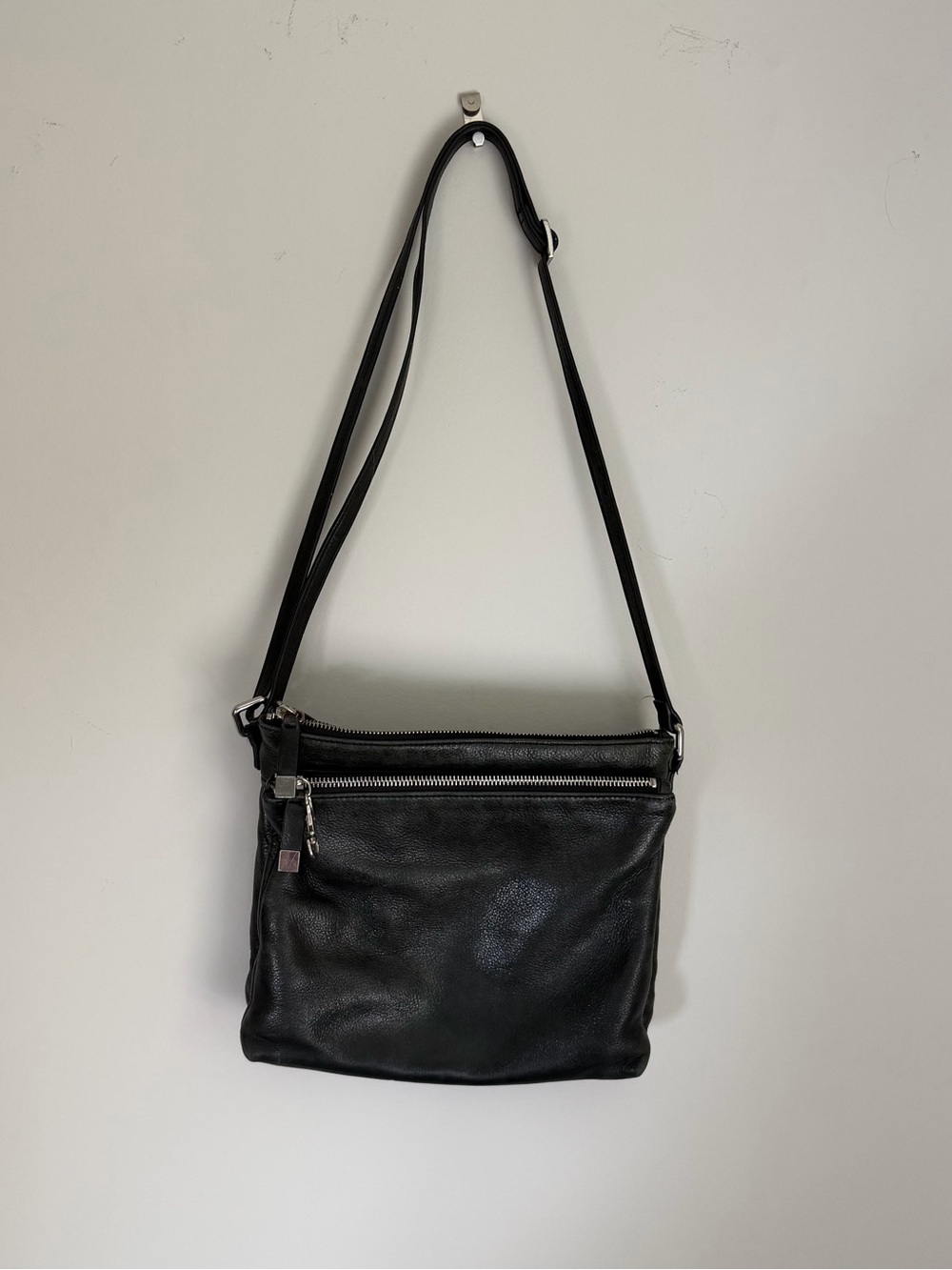 Margot NY black leather crossbody bag